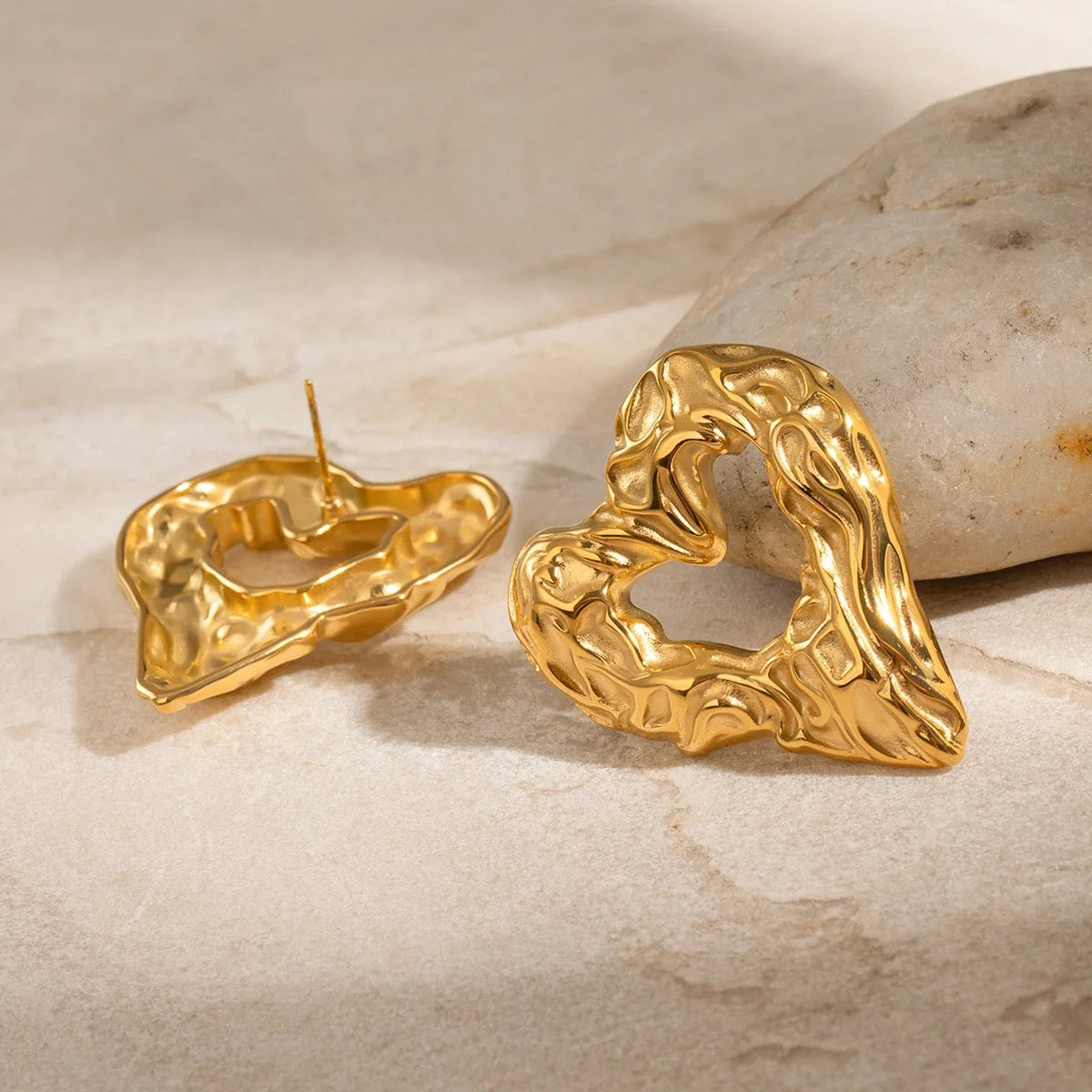 Chunky Lava Heart Hoop Earrings