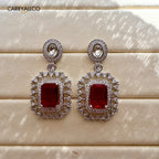 Crimson Radiance American Diamond Earrings Carryallco