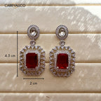 Crimson Radiance American Diamond Earrings Carryallco