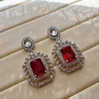 Crimson Radiance American Diamond Earrings Carryallco