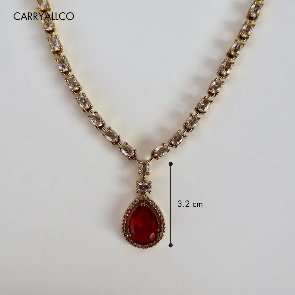 Crimson Radiance American Diamond Necklace Set