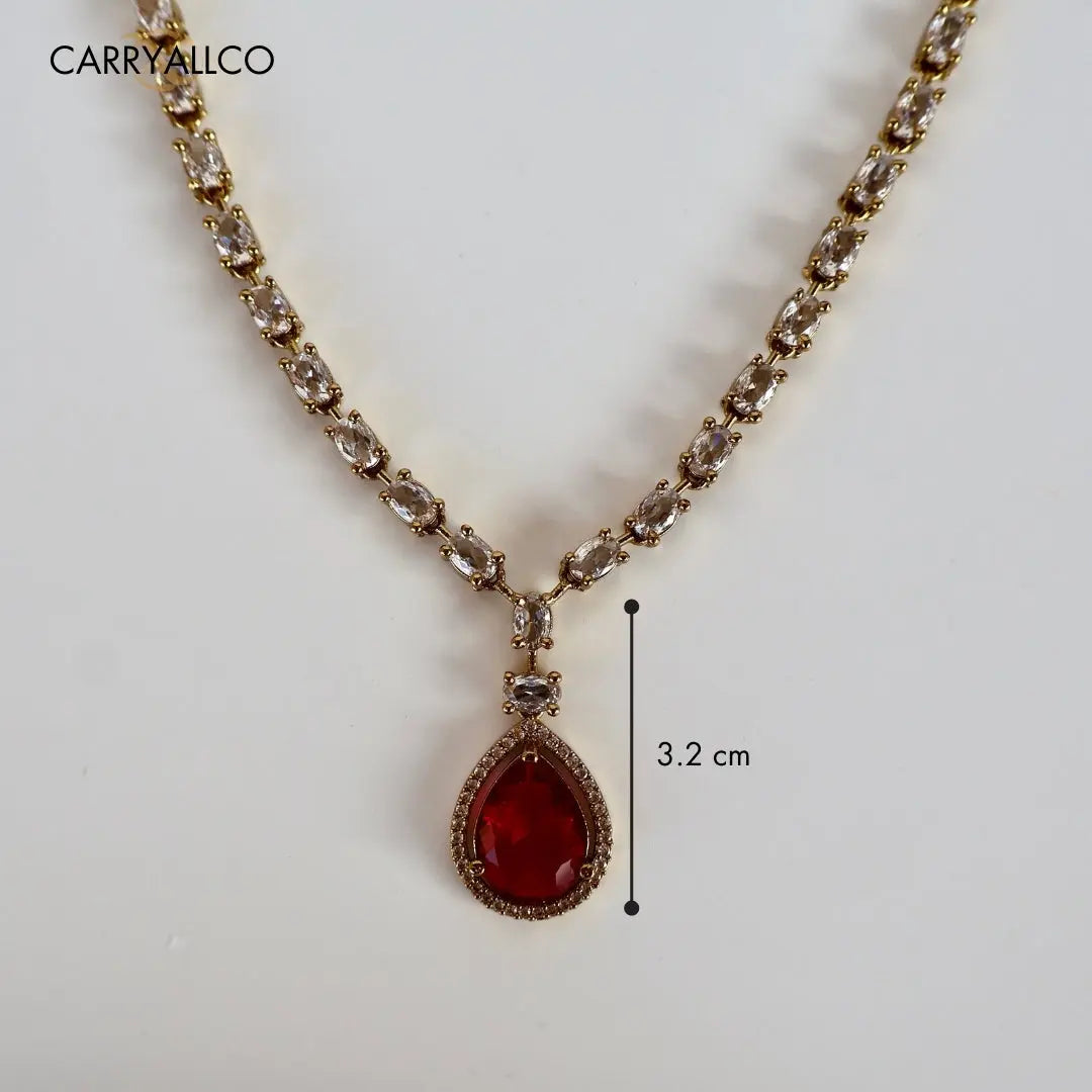 Crimson Radiance American Diamond Necklace Set