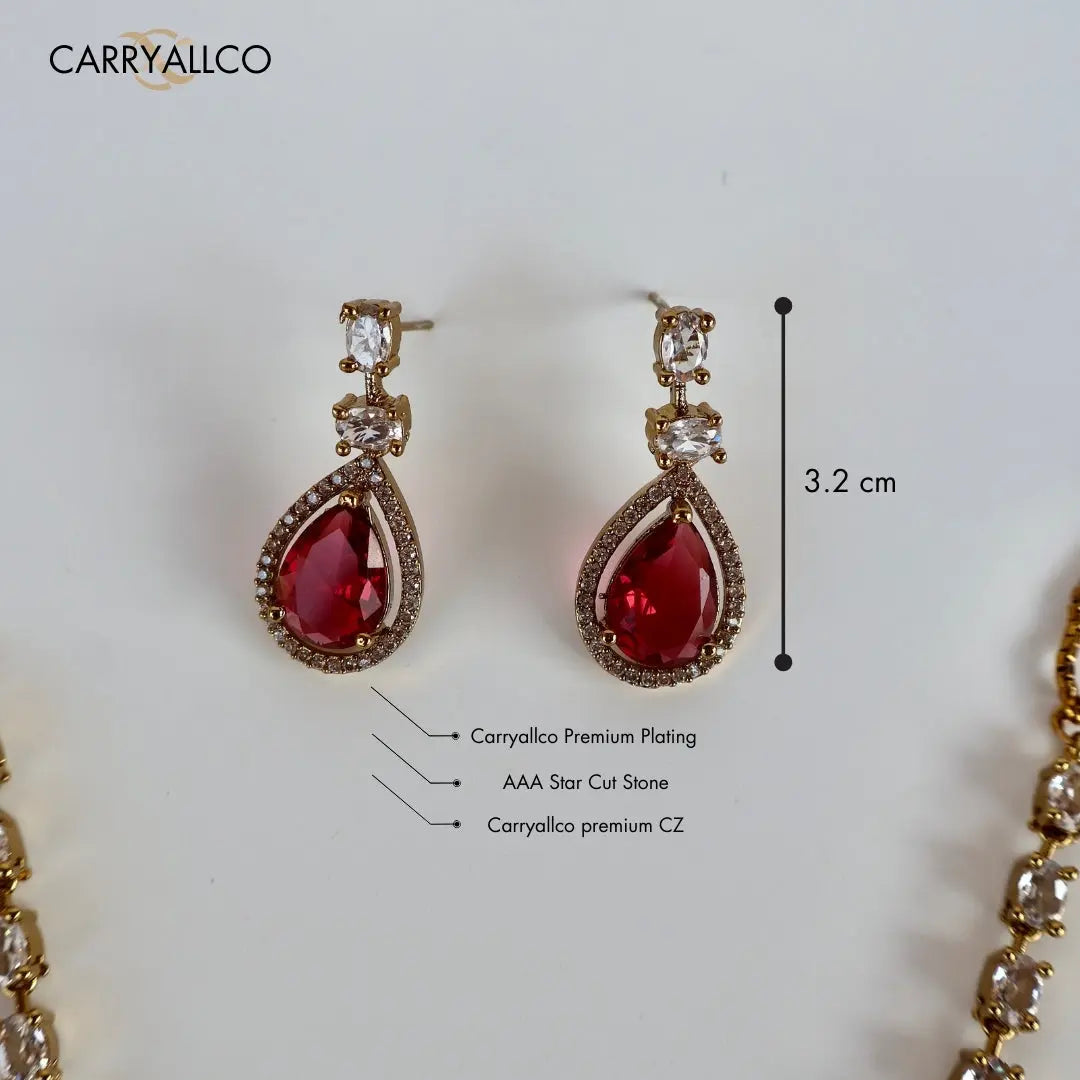 Crimson Radiance American Diamond Necklace Set