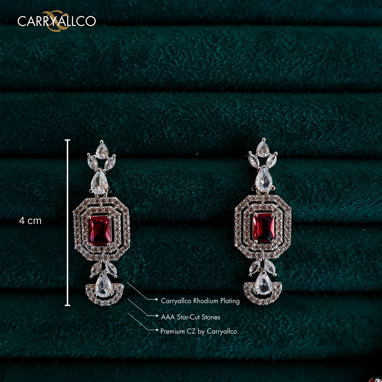 Crimson Blossom American Diamond Necklace Set