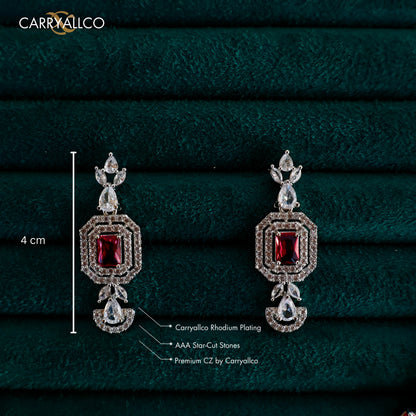 Crimson Blossom American Diamond Necklace Set