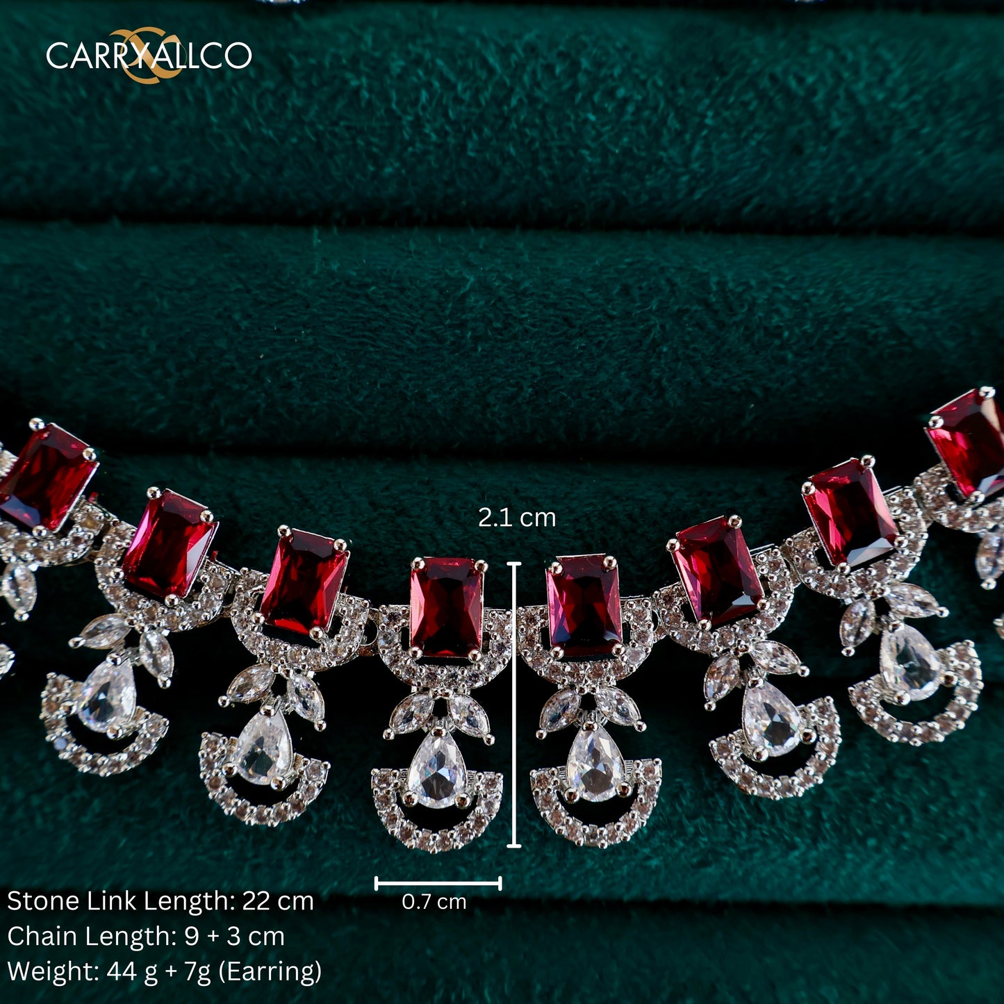 Crimson Blossom American Diamond Necklace Set