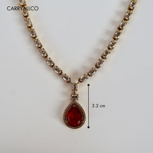 Crimson Radiance American Diamond Necklace Set