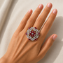 Crystal Floral Cocktail Ring | American Diamond | Carryallco