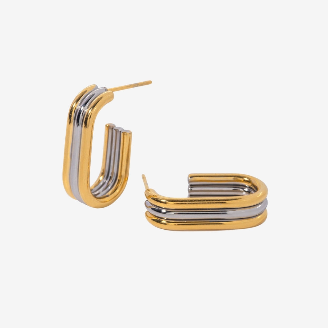 Curve Bar Hoop Earrings – 18K Gold Plated Carryallco