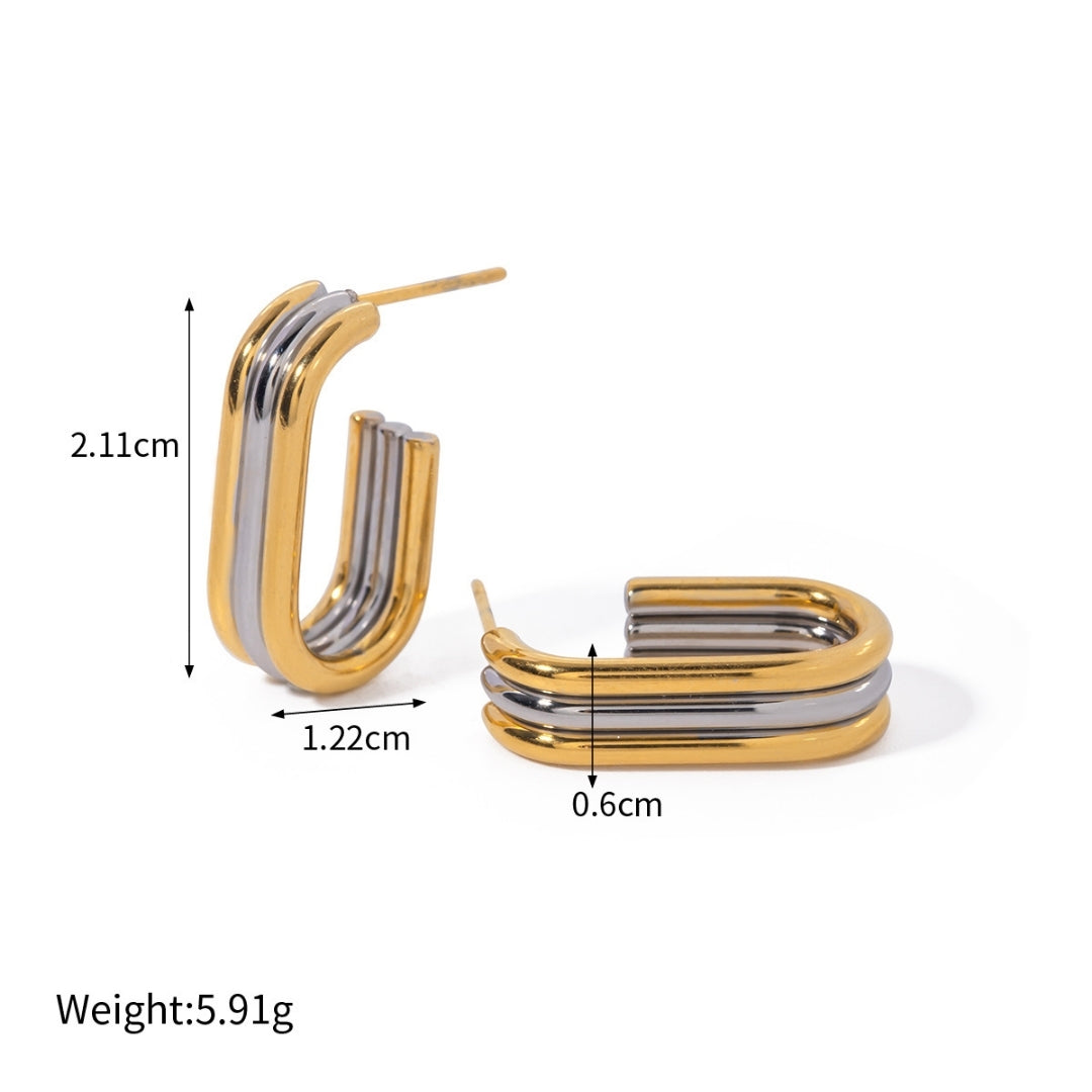 Curve Bar Hoop Earrings – 18K Gold Plated Carryallco