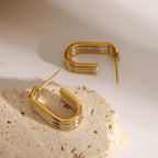 Curve Bar Hoop Earrings – 18K Gold Plated Carryallco