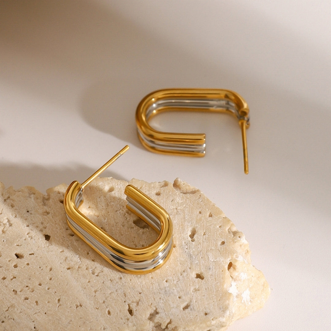 Curve Bar Hoop Earrings – 18K Gold Plated Carryallco