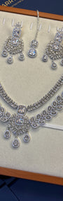Ivory Leaf Bridal American Diamond Necklace Set