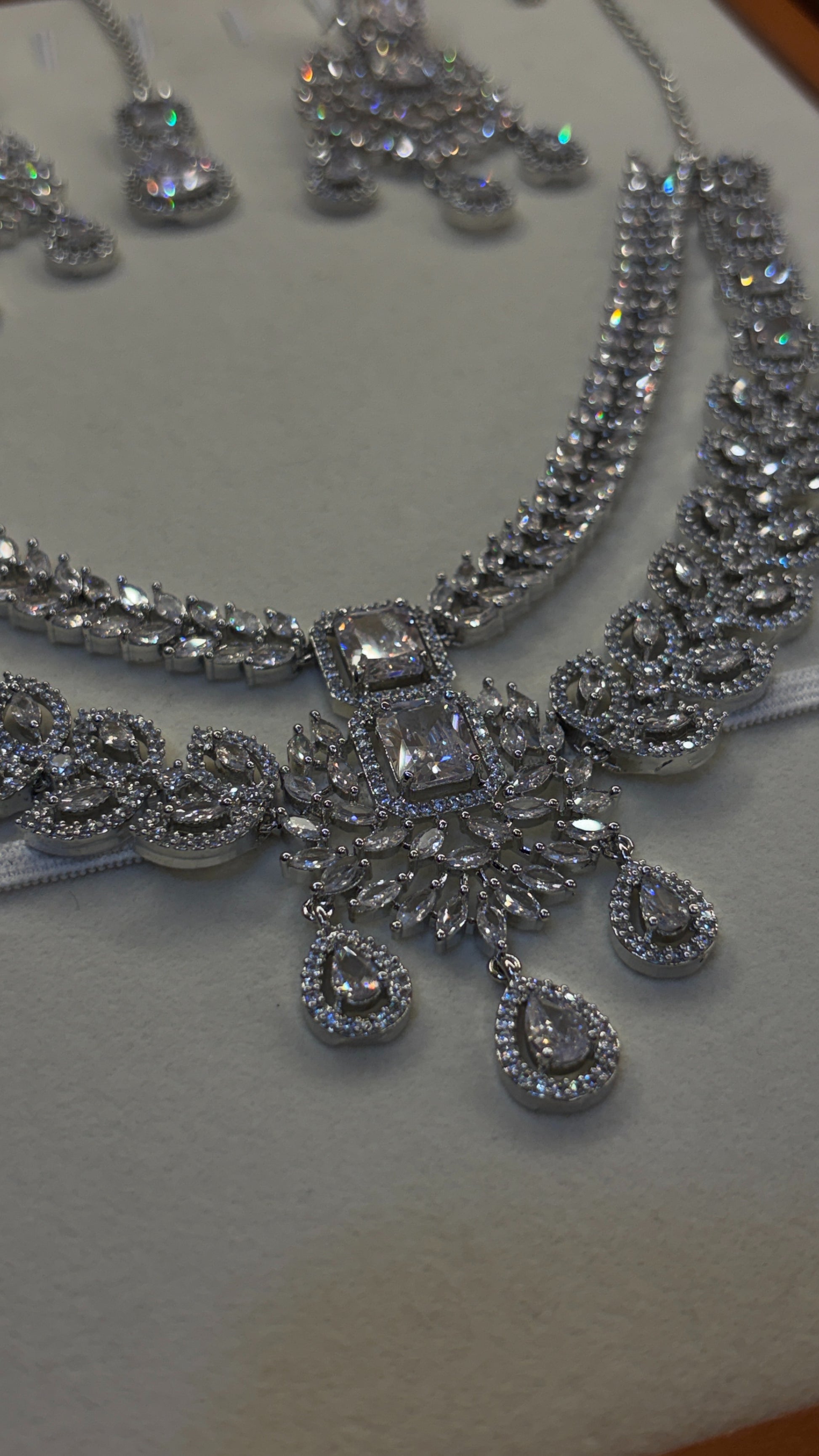 Ivory Leaf Bridal American Diamond Necklace Set