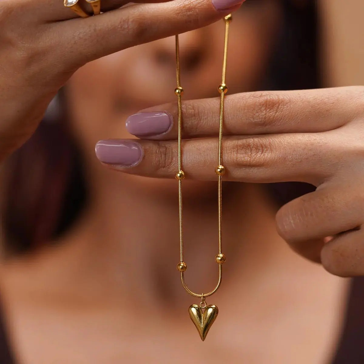 Carryallco Dagger Heart Pendant Necklace- 18K Gold Plated