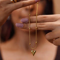 Carryallco Dagger Heart Pendant Necklace- 18K Gold Plated