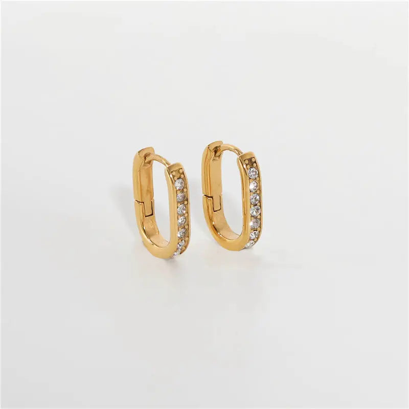 Dainty Zircon Hoop Earrings – 18K Gold Plated - CARRYALLCO