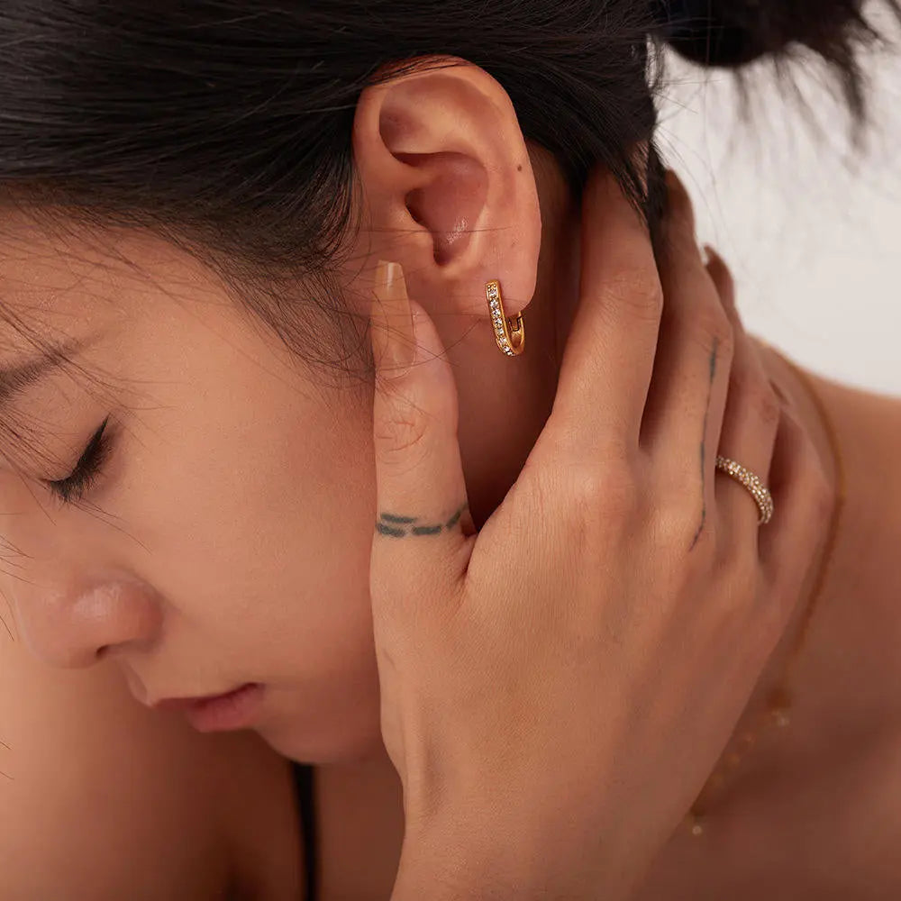 Dainty Zircon Hoop Earrings – 18K Gold Plated - CARRYALLCO