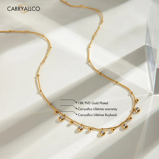 Dainty 18K Gold Plated Brilliant Cut Stone Charm Necklace