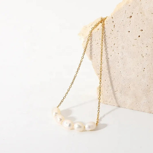 Dainty 18K Gold Plated Freshwater Pearl Necklace