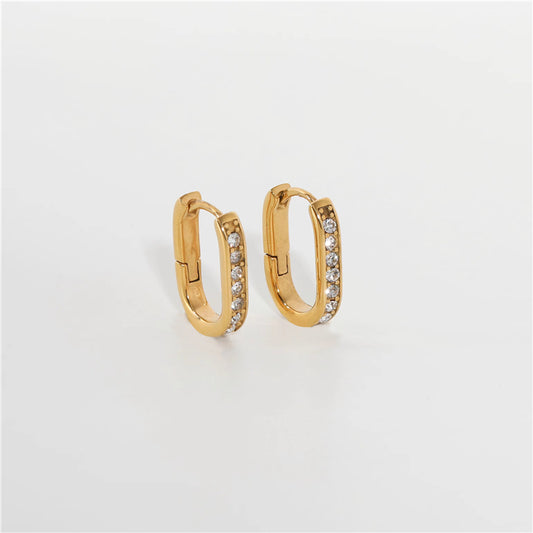 Dainty Zircon Hoop Earrings – 18K Gold Plated