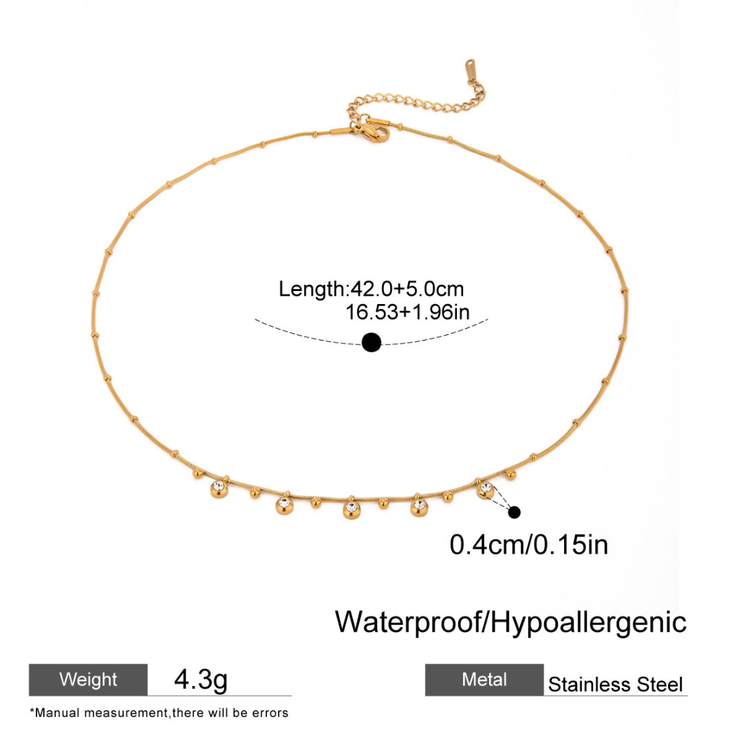 Dainty 18K Gold Plated Brilliant Cut Stone Charm Necklace