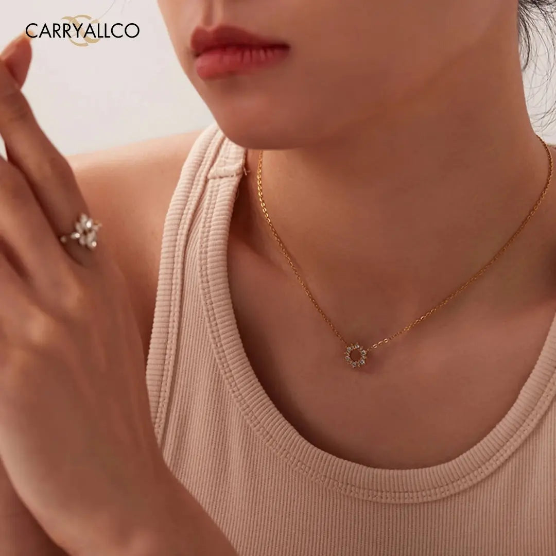 Dainty Brilliant Cut Pendant Necklace – 18K Gold Plated