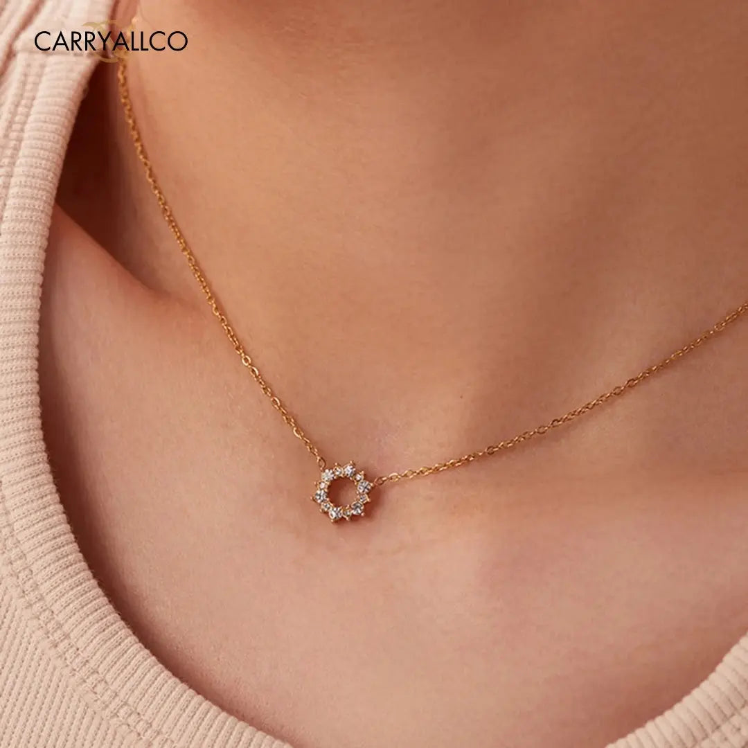 Dainty Brilliant Cut Pendant Necklace – 18K Gold Plated