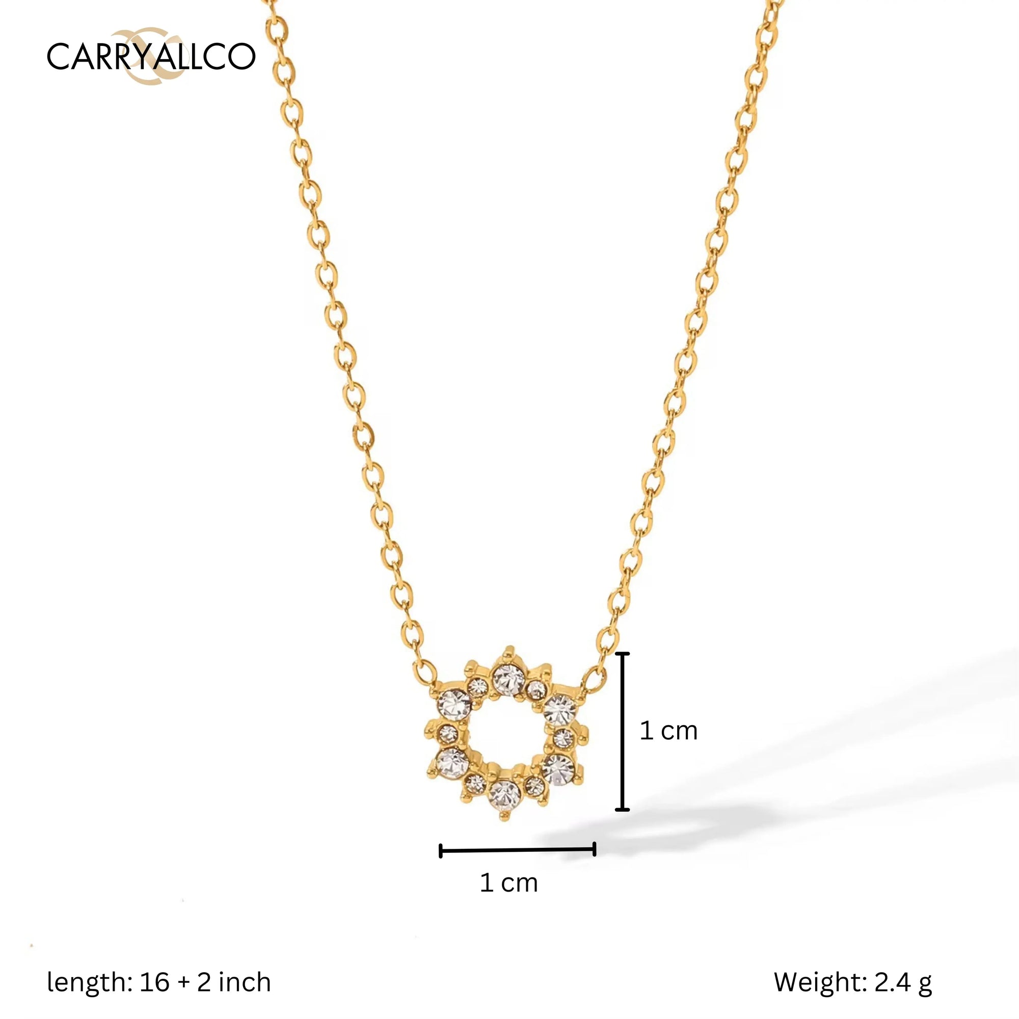 Dainty Brilliant Cut Pendant Necklace – 18K Gold Plated dimension