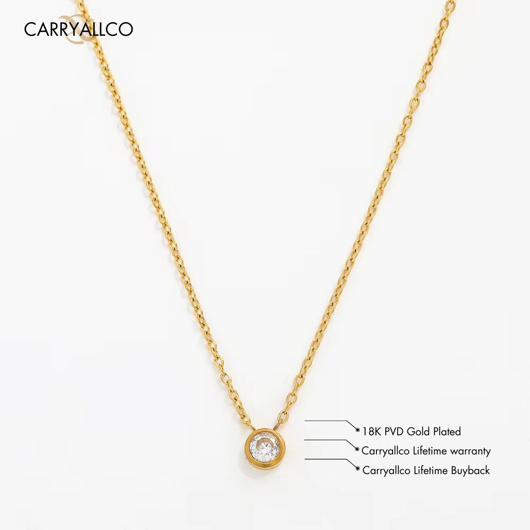 Dainty Green Brilliant Cut Stone Necklace