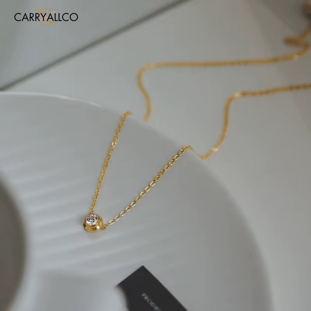 Dainty Green Brilliant Cut Stone Necklace