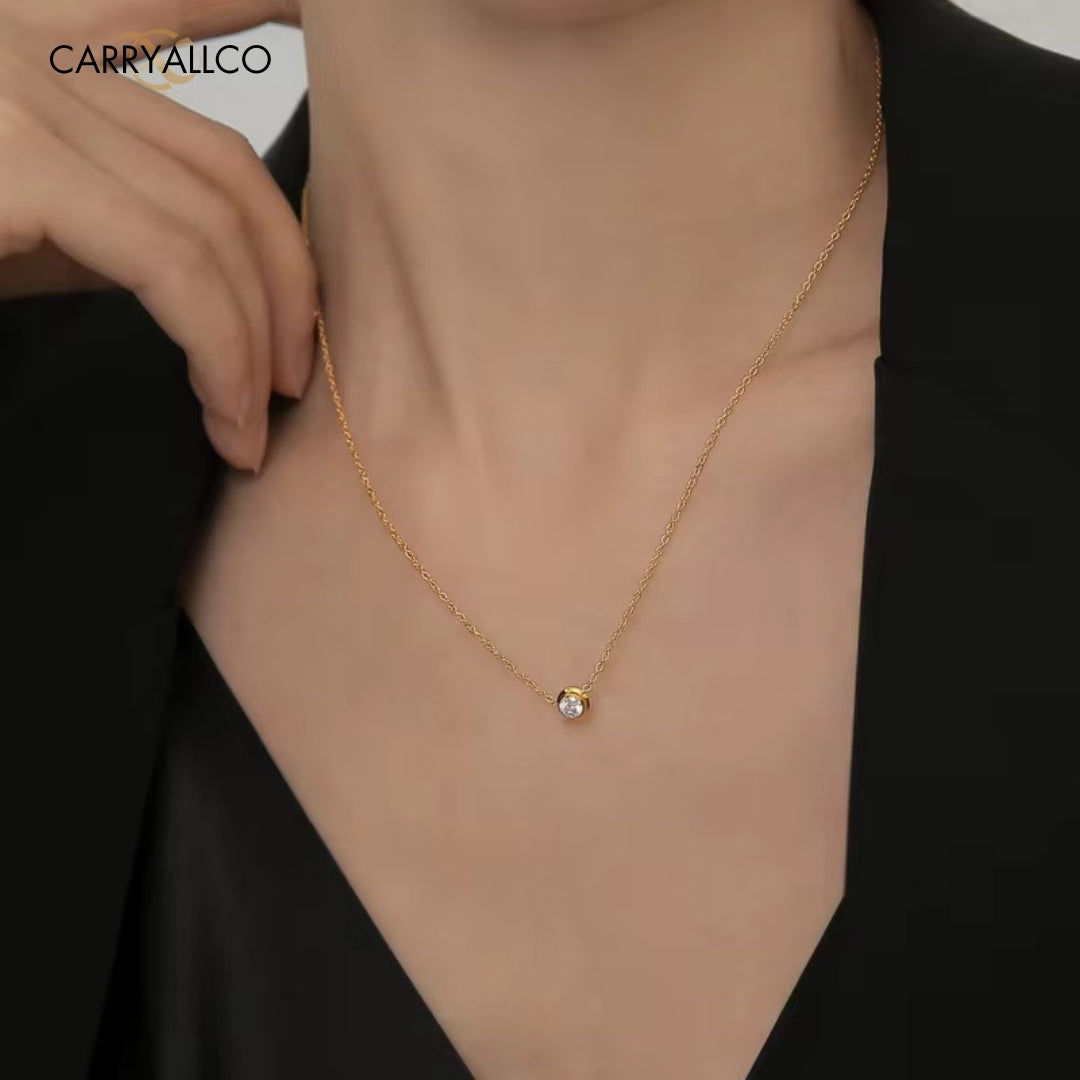 Dainty Green Brilliant Cut Stone Necklace