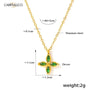 Four-Leaf Clover Stone Pendant Necklace – Green Stone | 18K Gold Plated | Carryallco India