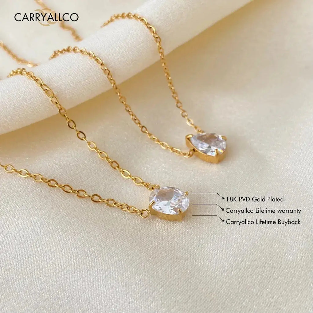 Demi-Fine 18K Gold Plated Brilliant Cut White Stone Necklace