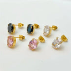 Demi-Fine 18K Gold Plated Oval Brilliant Cut Stone Earrings