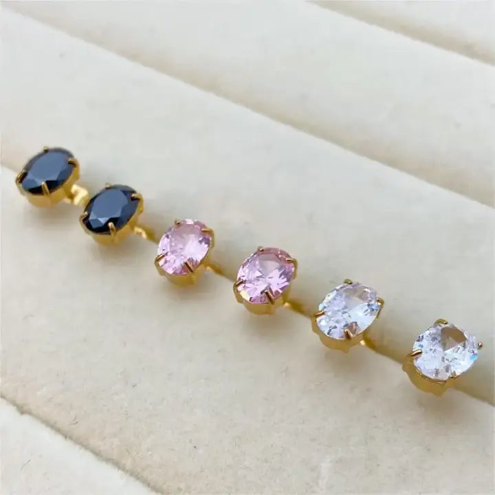 Demi-Fine 18K Gold Plated Oval Brilliant Cut Stone Earrings