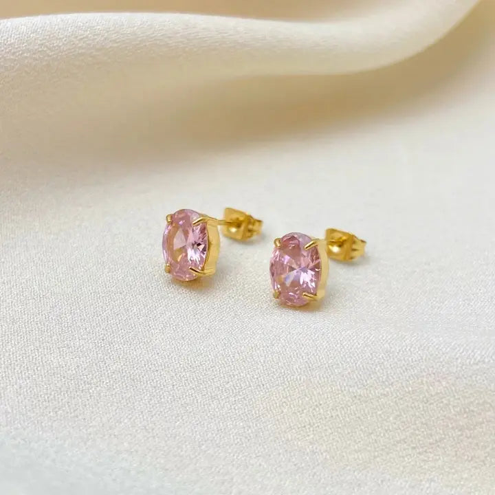 Pink Stone Stud Earring