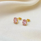Pink Stone Stud Earring