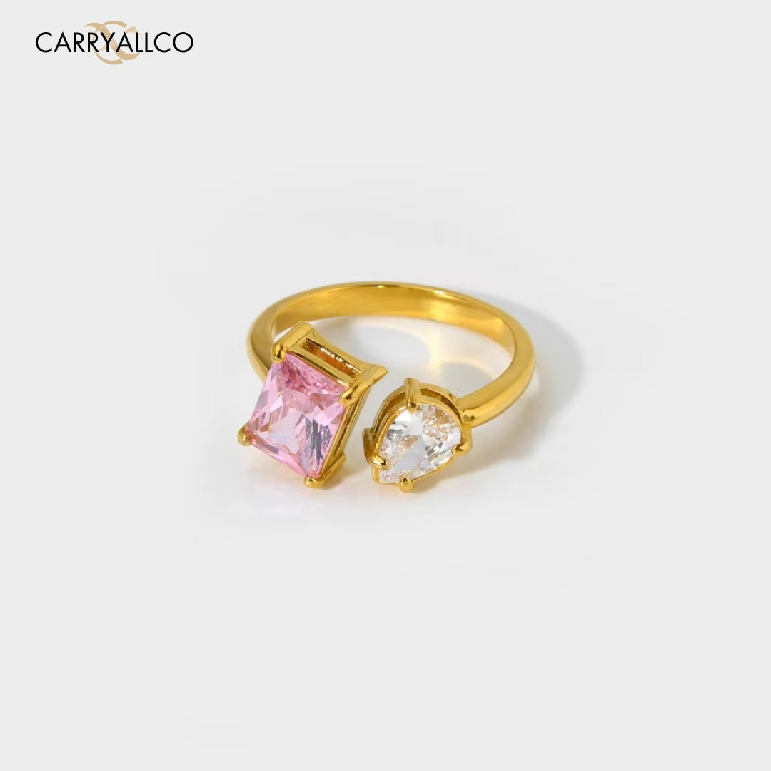Demi-Fine 18K Gold Plated Colorful Brilliant Cut Stone Rings Carryallco