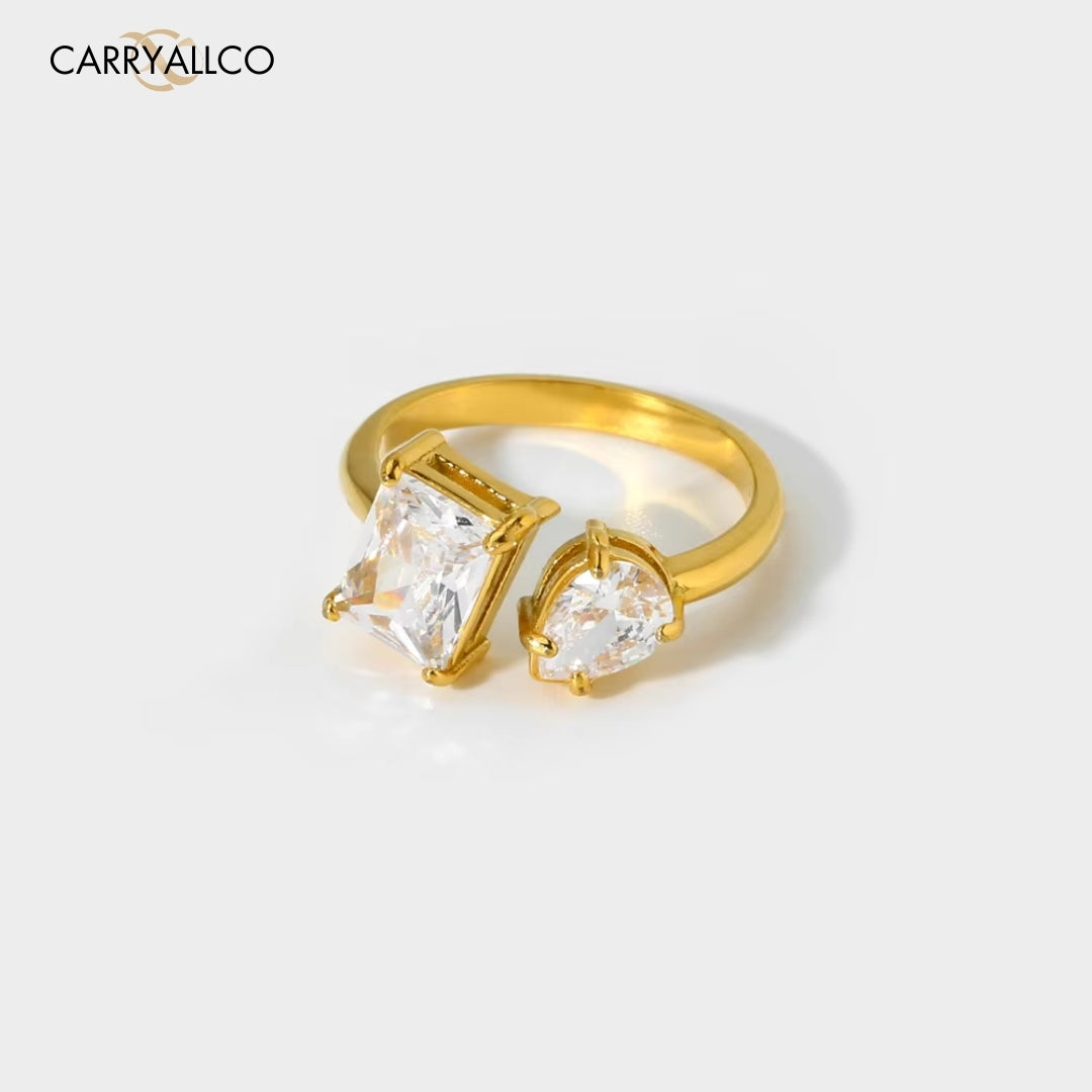 Demi-Fine 18K Gold Plated Colorful Brilliant Cut Stone Rings Carryallco