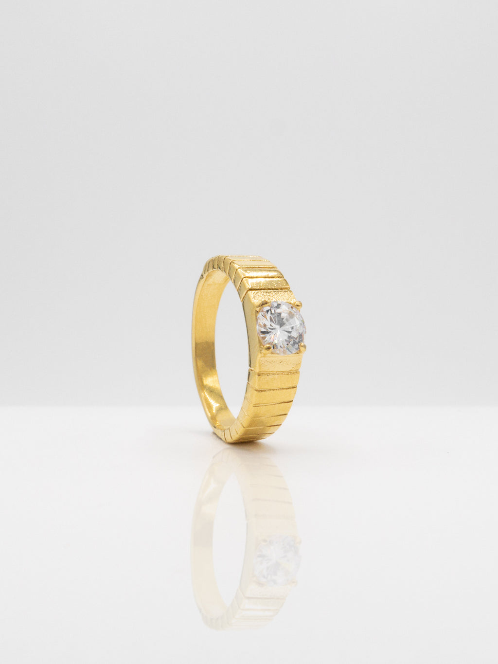 Demi-Fine 18K Gold Plated Croissant Brilliant Cut White Stone Ring