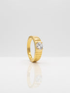 Demi-Fine 18K Gold Plated Croissant Brilliant Cut White Stone Ring