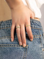 Demi-Fine 18K Gold Plated Croissant Brilliant Cut White Stone Ring