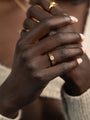 Demi-Fine 18K Gold Plated Croissant Brilliant Cut White Stone Ring