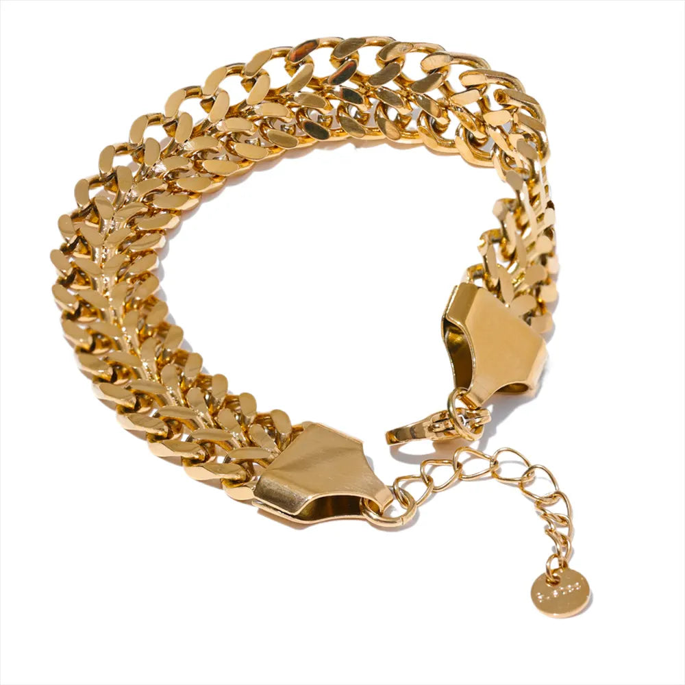 Demi-Fine 18K Gold Plated Double Curb Chain Bracelet