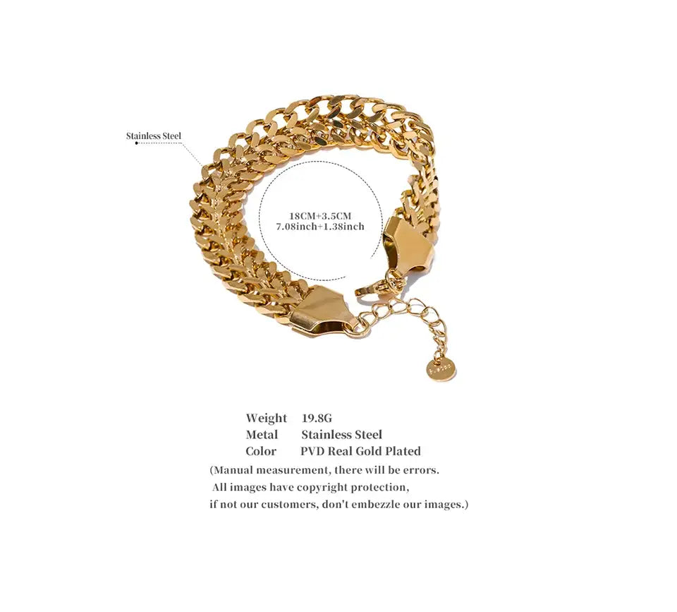 Demi-Fine 18K Gold Plated Double Curb Chain Bracelet