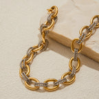 Demi-Fine Two-Tone Oval Link Chain – 18K Gold & Steel