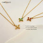 18K Gold Plated Brilliant Cut Stone Four-Leaf Necklace | CARRYALLCO