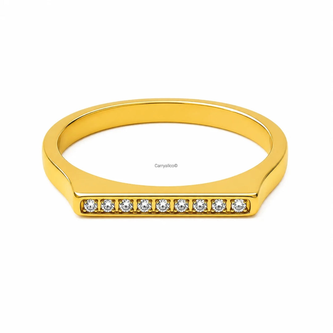 Demi-Fine 18K Gold Plated CZ Bar Signet Ring