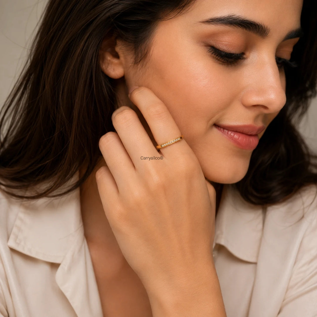 Demi-Fine 18K Gold Plated CZ Bar Signet Ring
